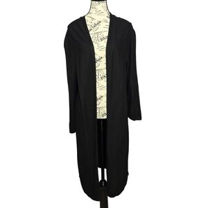 Talbots Black Open-Front Lightweight Midi Duster Cardigan Plus 2X